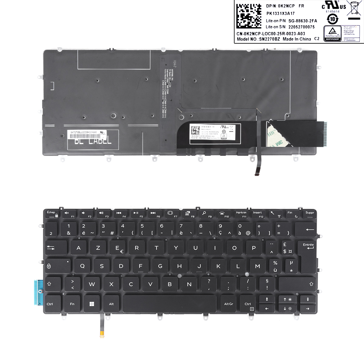 Picture of New Replacement Laptop Keyboard For Dell XPS 13 9370 BLACK(Backlit, Win8) FR Layout
